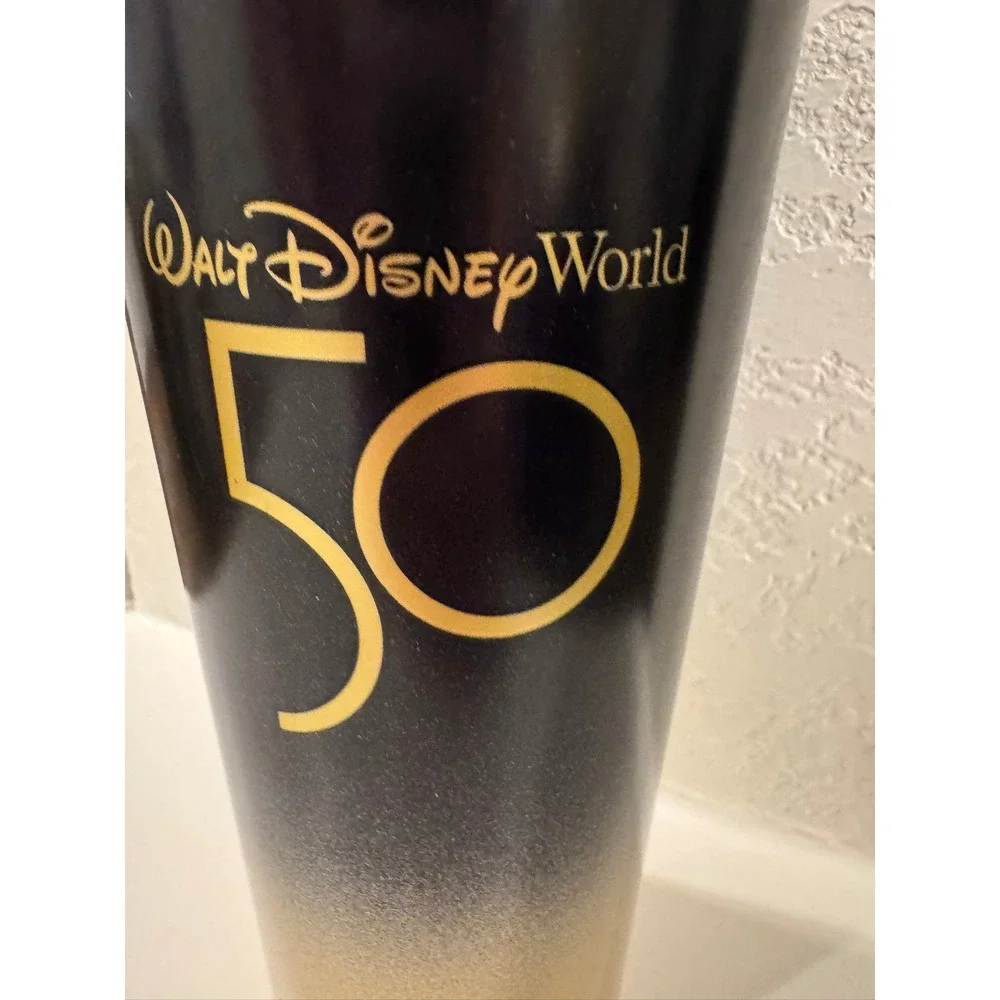 Starbucks Disney World‎ 50th Anniversary Black Gold Ombre Tumbler 24oz Cold Cup